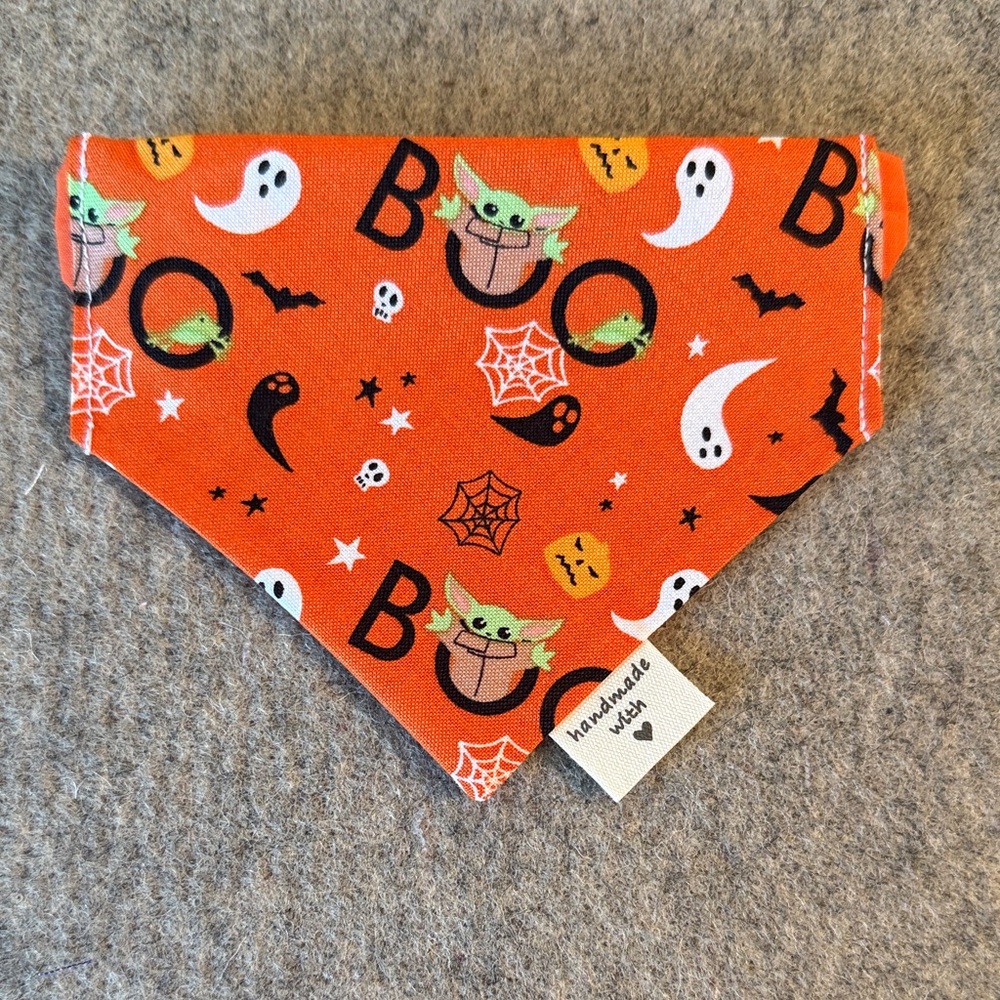 Halloween Scrunchie Dog Bandana - Orange Spooky Design